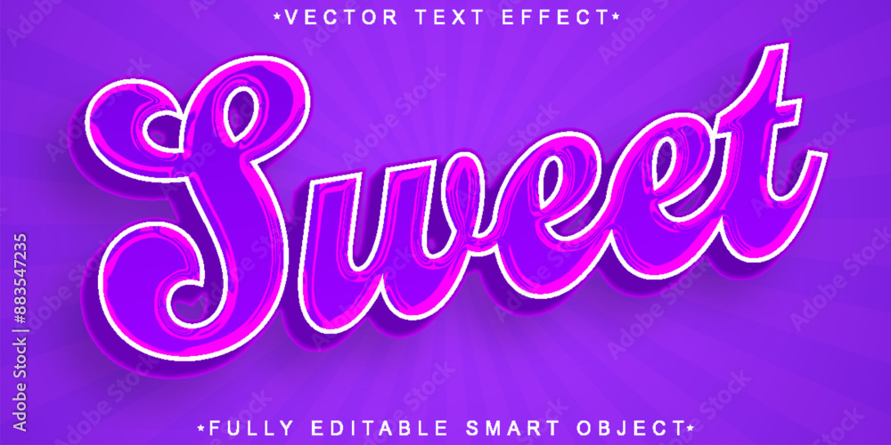 Poster soft pink cute sweet vector fully editable smart object text effect