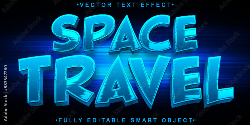 Aufkleber blue space travel vector fully editable smart object text effect