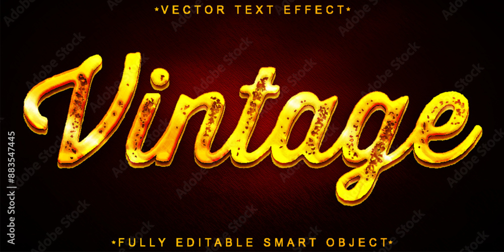 Poster gold oldest vintage vector fully editable smart object text effect