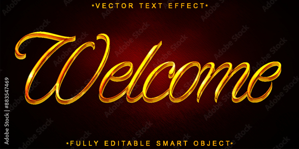 Poster golden luxury shiny welcome vector fully editable smart object text effect