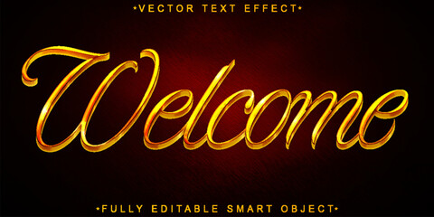Golden Luxury Shiny Welcome Vector Fully Editable Smart Object Text Effect
