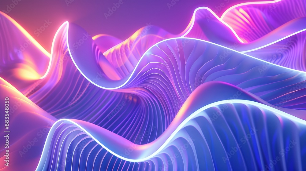 Wall mural futuristic concept rendered in 3d showcasing a colorful background with abstract shapes glowing in t