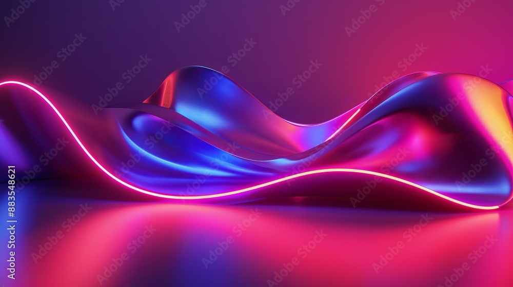 Wall mural futuristic concept rendered in 3d showcasing a colorful background with abstract shapes glowing in t
