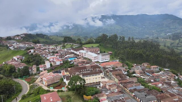 Drone shot over Jerico, Colombia