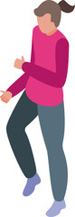 Obraz premium Young woman is dancing energetically, enjoying the rhythm and moving to the music
