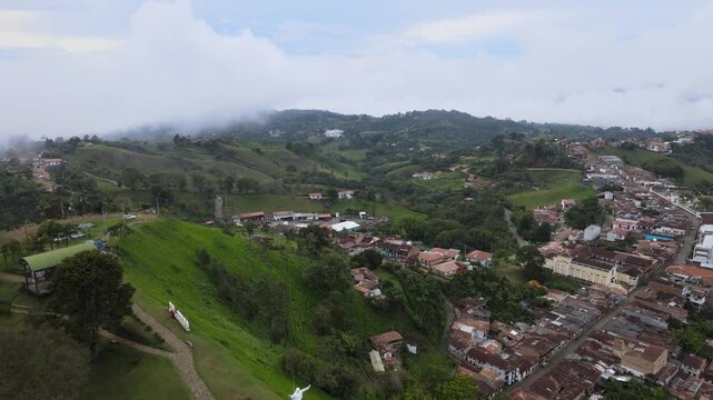 Drone shot over Jerico, Colombia