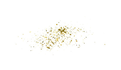 Zaatar spice isolated on white. Pile of zaatar (za'atar), a middle eastern spice mix with sesame seeds, salt, oregano, thyme, and marjoram - isolated