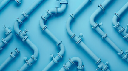 complex network of blue water pipes on a light blue background
