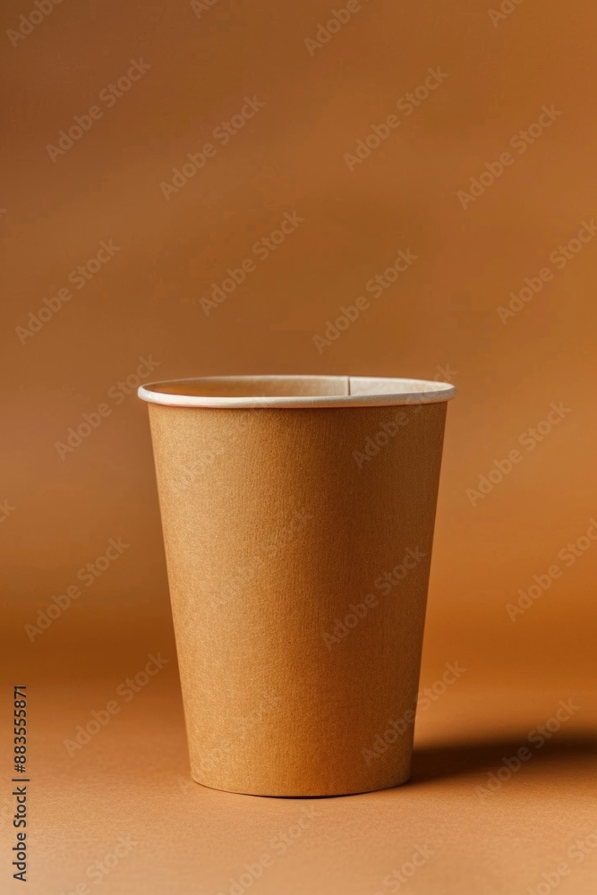 Poster a simple brown paper cup sits on a table, often used for holding small objects or serving food and d