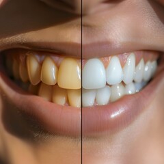 Teeth transformation comparison image before and after treatment