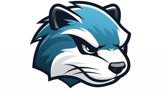 Mascot in Stylized Blue and White Cartoon Illustration