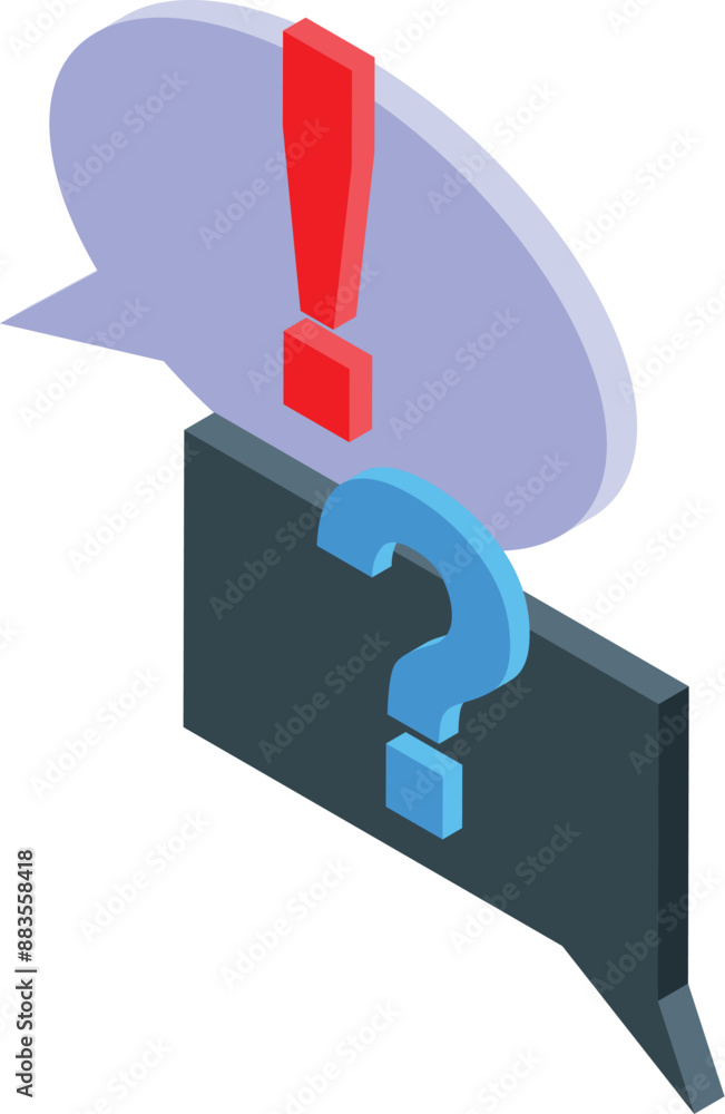 Aufkleber concept of online support is shown by speech bubbles with question and exclamation marks