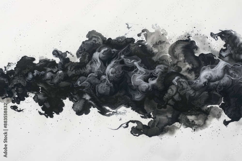Aufkleber black and white illustration of smoke billowing out from an unknown source