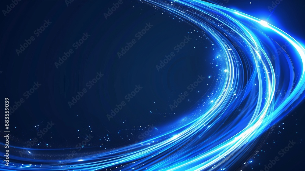 Poster vector background with blue glowing shiny lines effect showcasing luminous white lines depicting spe
