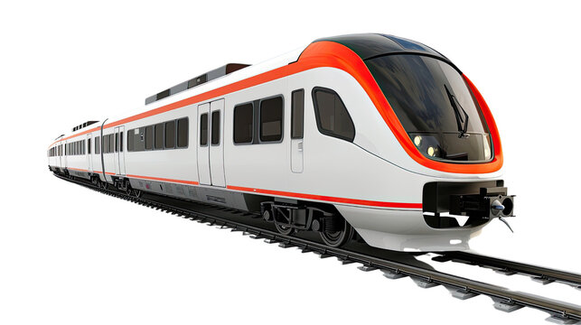 Modern train on transparent background