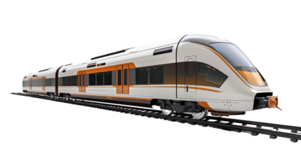 Modern train on transparent background