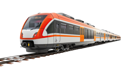 Modern train on transparent background