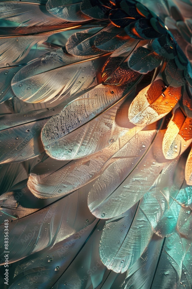 Poster Close-up view of a bird's feathers showing intricate details and texture