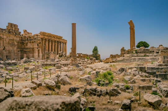 ruins of an roman temple in baalbek, lebanon