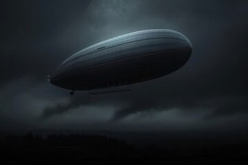A supernatural scene unfolded as a ghostly zeppelin floated silently across the moonlit sky, its ethereal form glowing with otherworldly light