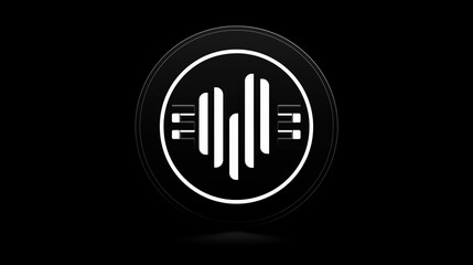 Obraz premium Modern Black and White Circular Logo with Abstract Wave Symbol