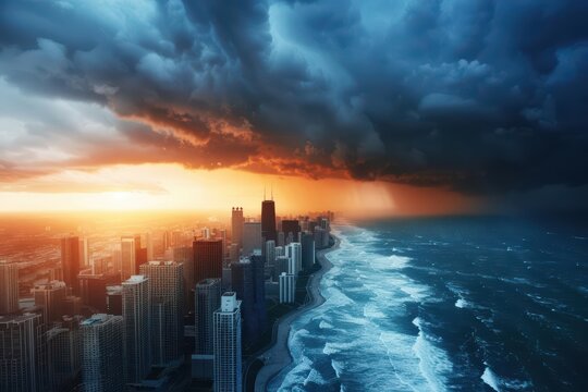 Within a supernatural scene, climate forecasting tools provide insights into potential extreme weather events and their global implications