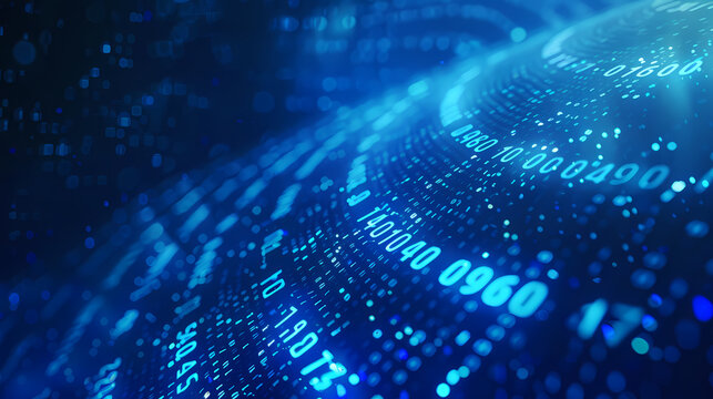 Digital data background with binary code and computer screen