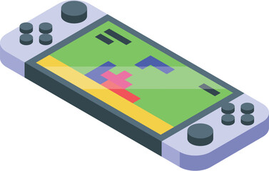 Portable gaming console displaying a puzzle game on its screen, inviting players to test their strategic thinking and problem solving skills © ylivdesign
