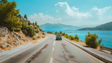 Car driving on the road of Europe