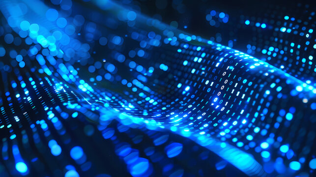 Digital data background with binary code and computer screen