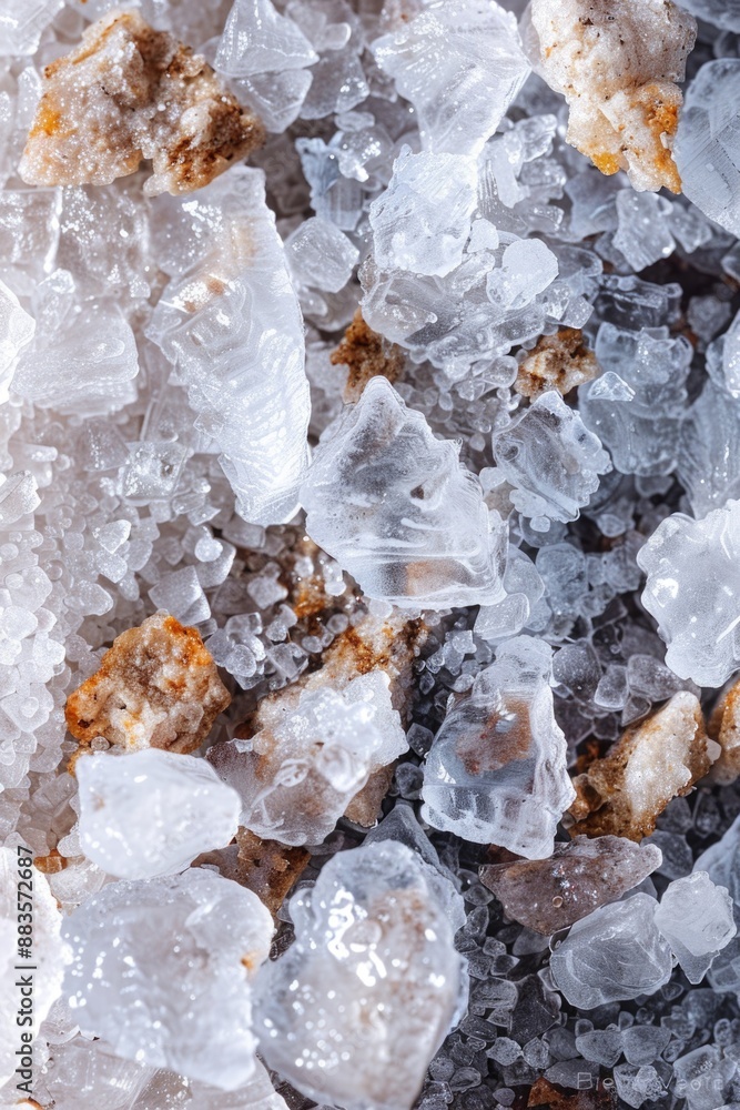 Poster a detailed view of a collection of intricate ice crystals