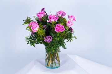 ฺBeautiful bouquet of flowers arranged in a basket