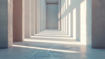 Obraz premium A long hallway with a clock on the wall