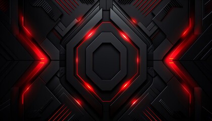 Dark futuristic glowing red hexagon gaming background