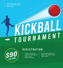 Great attractive editable and memorable kickball poster for competition and tournament event	