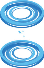 Illustration of blue concentric circles creating an abstract portal effect