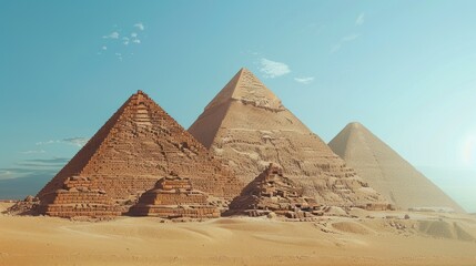 Most realistic Egyptian pyramids with clear sky