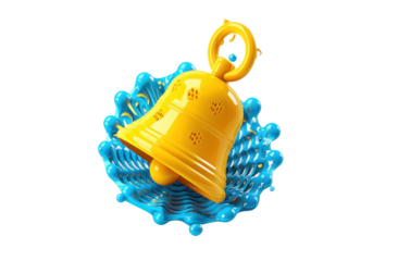A Yellow bell isolated on a transparent background for web banner, wallpaper