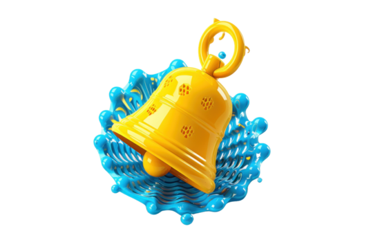 A Yellow bell isolated on a transparent background for web banner, wallpaper