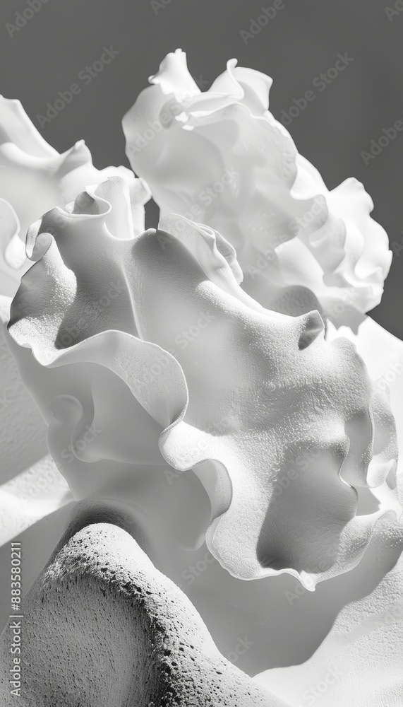 Poster abstract white texture. wave, swirl, dynamic flow of lines. design element. 3d render illustration.