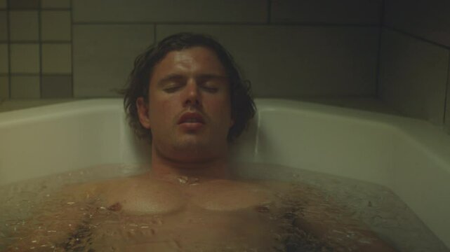 Athlete enjoying the ice bath