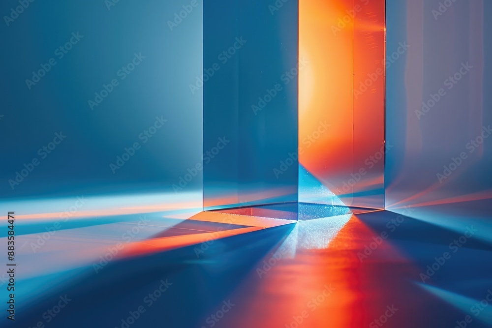 Aufkleber a room with a door and a light coming through it, ideal for use in interior design, architecture or 