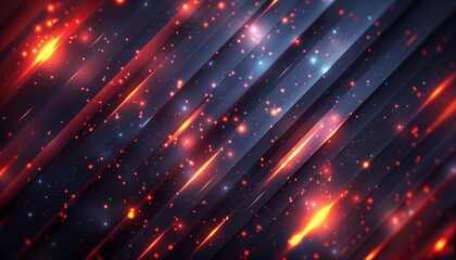 Glowing streaks of red and orange light on a dark blue background