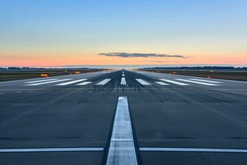 Fototapeta premium Runway to the Horizon: A Sunset on the Tarmac