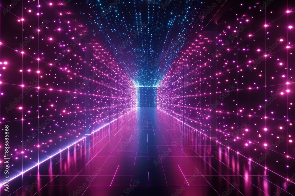 Poster a tunnel with multiple lights inside, suitable for transportation or infrastructure concepts