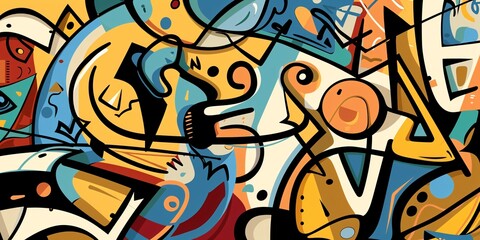 Abstract Colorful Graffiti Art with Geometric Shapes
