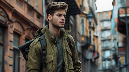 Fototapeta premium Handsome young man dressed in casual clothing. 