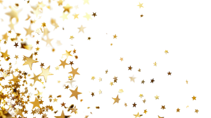 Flying sparkling stars on a transparent background