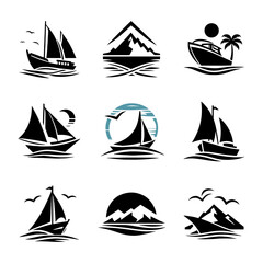 Boat logo silhouette collection