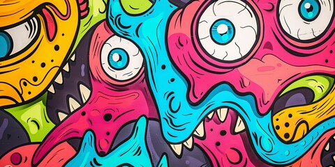 Fototapeta premium Abstract Monster Graffiti Wall Art